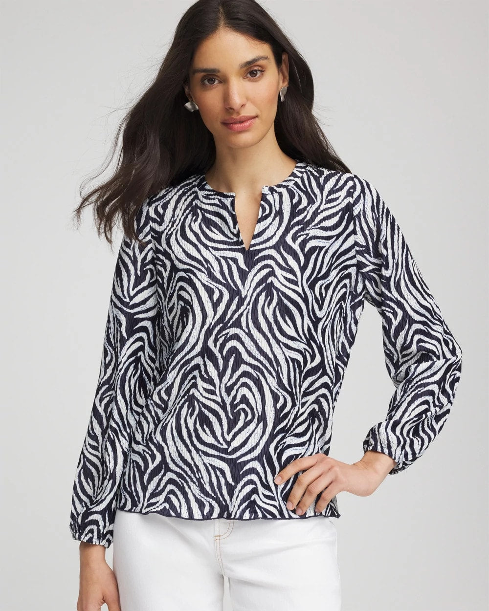 Zebra Waves Crinkle Top - Chico's