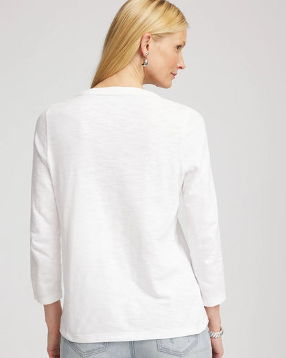 Slub Splitneck Button Tee - Chico's