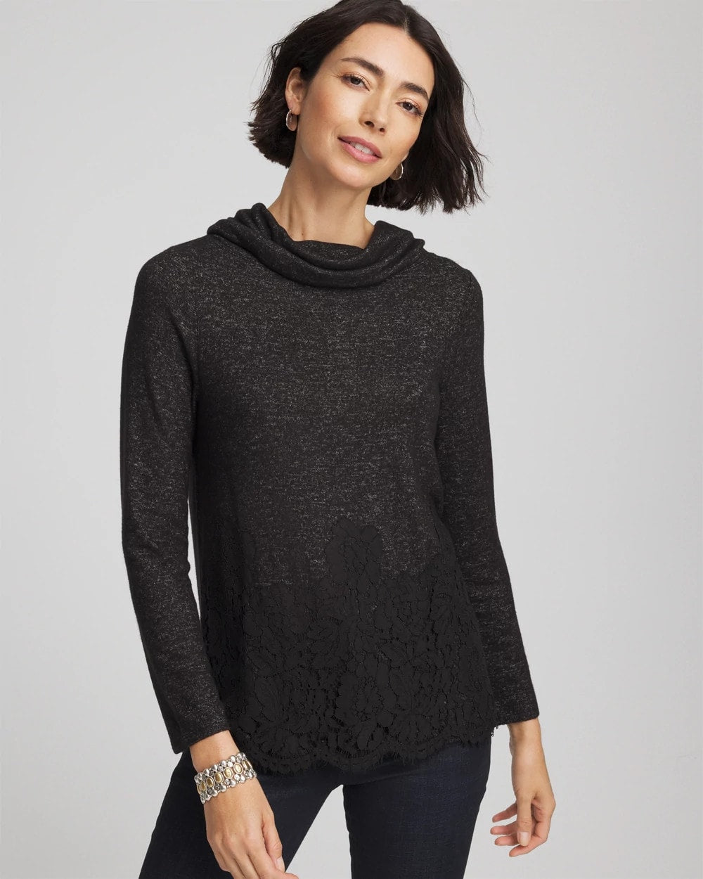 Lace Hem Cowlneck Top - Chico's