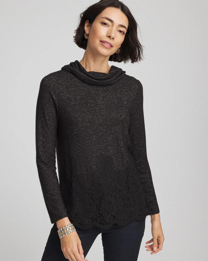 Lace Hem Cowlneck Top - Chico's