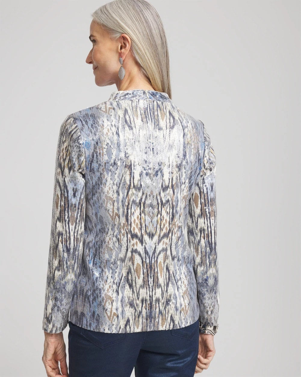 Sequin Reptile Funnel Neck tee - Chico's