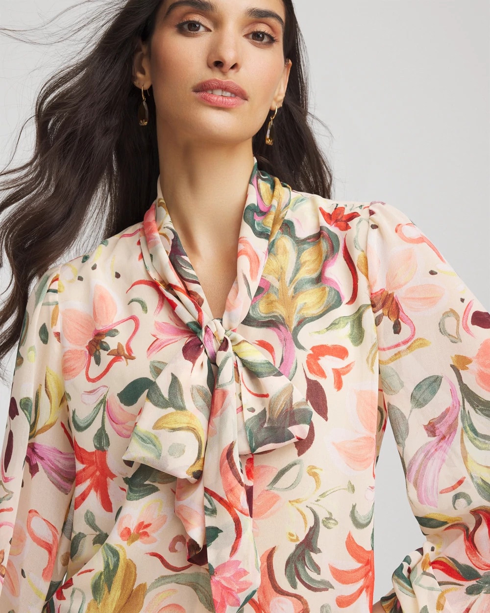 Floral Jacquard Tie-Front Blouse - Chico's