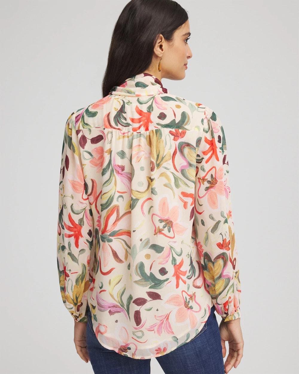 Floral Jacquard Tie-Front Blouse - Chico's