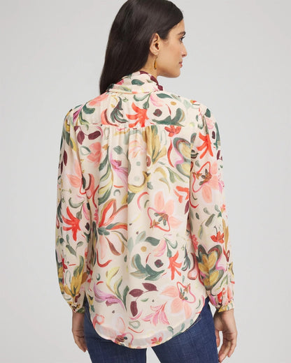 Floral Jacquard Tie-Front Blouse - Chico's
