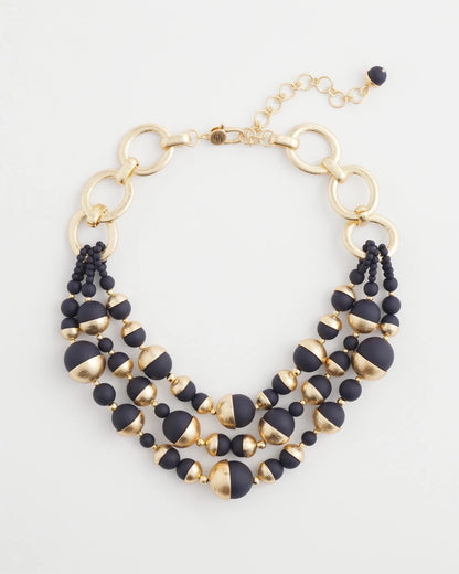 Gold & Navy Bead Necklace - Chico's