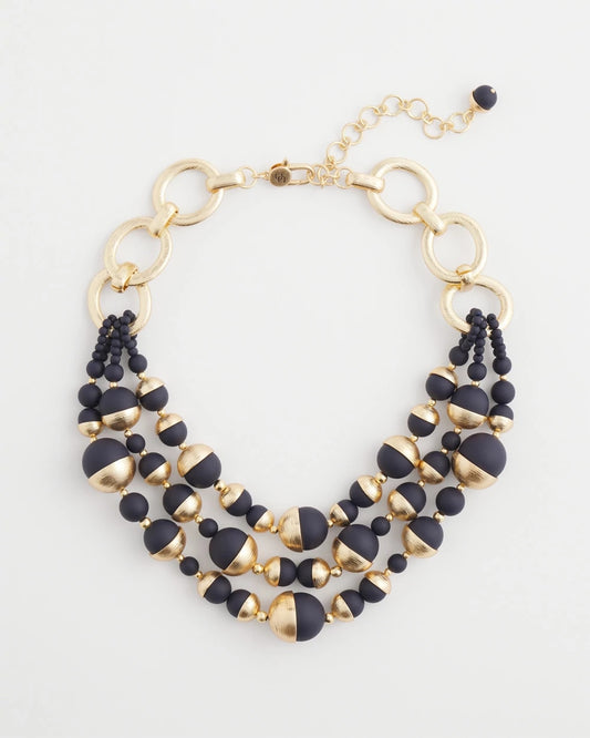 Gold & Navy Bead Necklace - Chico's