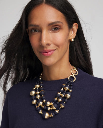 Gold & Navy Bead Necklace - Chico's