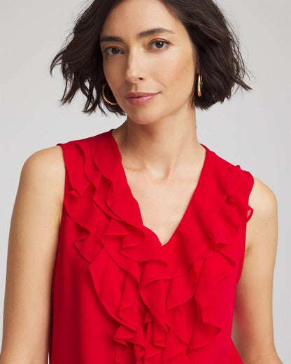 Satin Ruffle Tank - Chico's
