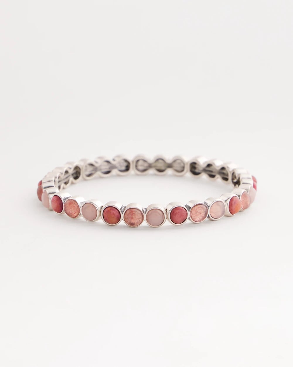 Quartz & Rhodonite Stone Silvertone Round Stretch - Chico's