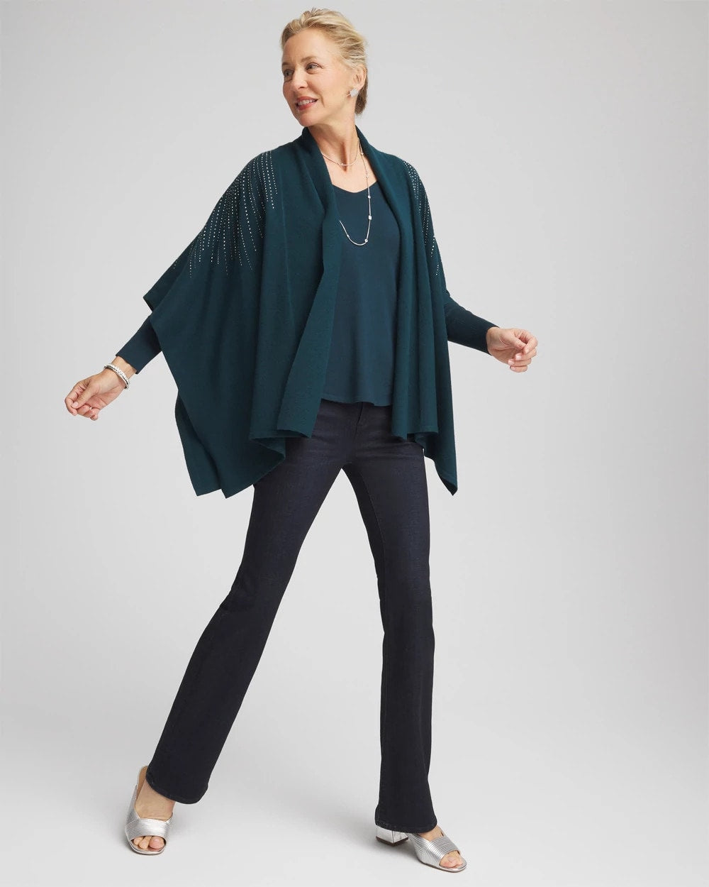 Embellished Shawl Collar Ruana - Chico's