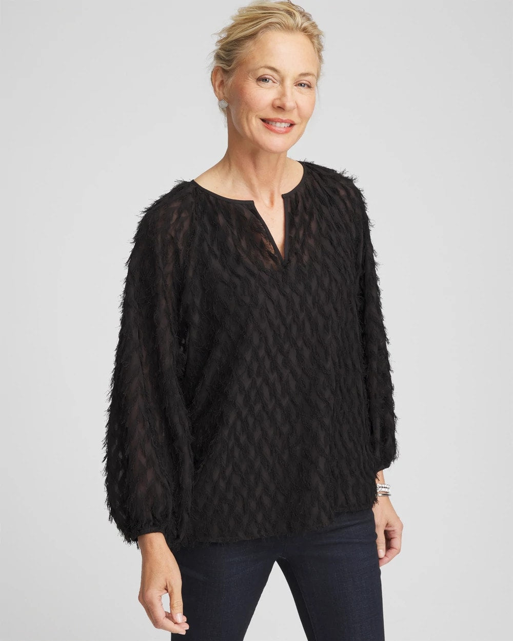 Feathered Pullover Peasant Blouse - Chico's