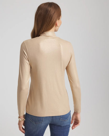 Touch of Cool™ Foil Mock Neck Layering Tee - Chico's
