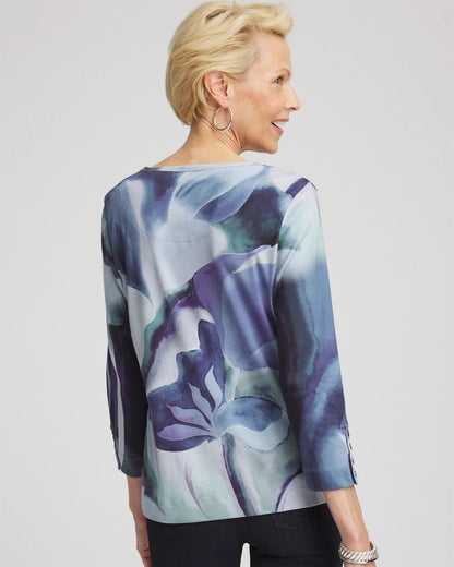 Pima Button Sleeve Tee - Chico's