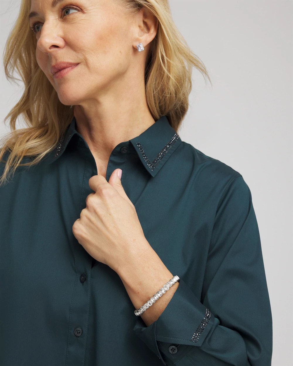 Rhinestone Embellished Poplin Tunic - Chico's