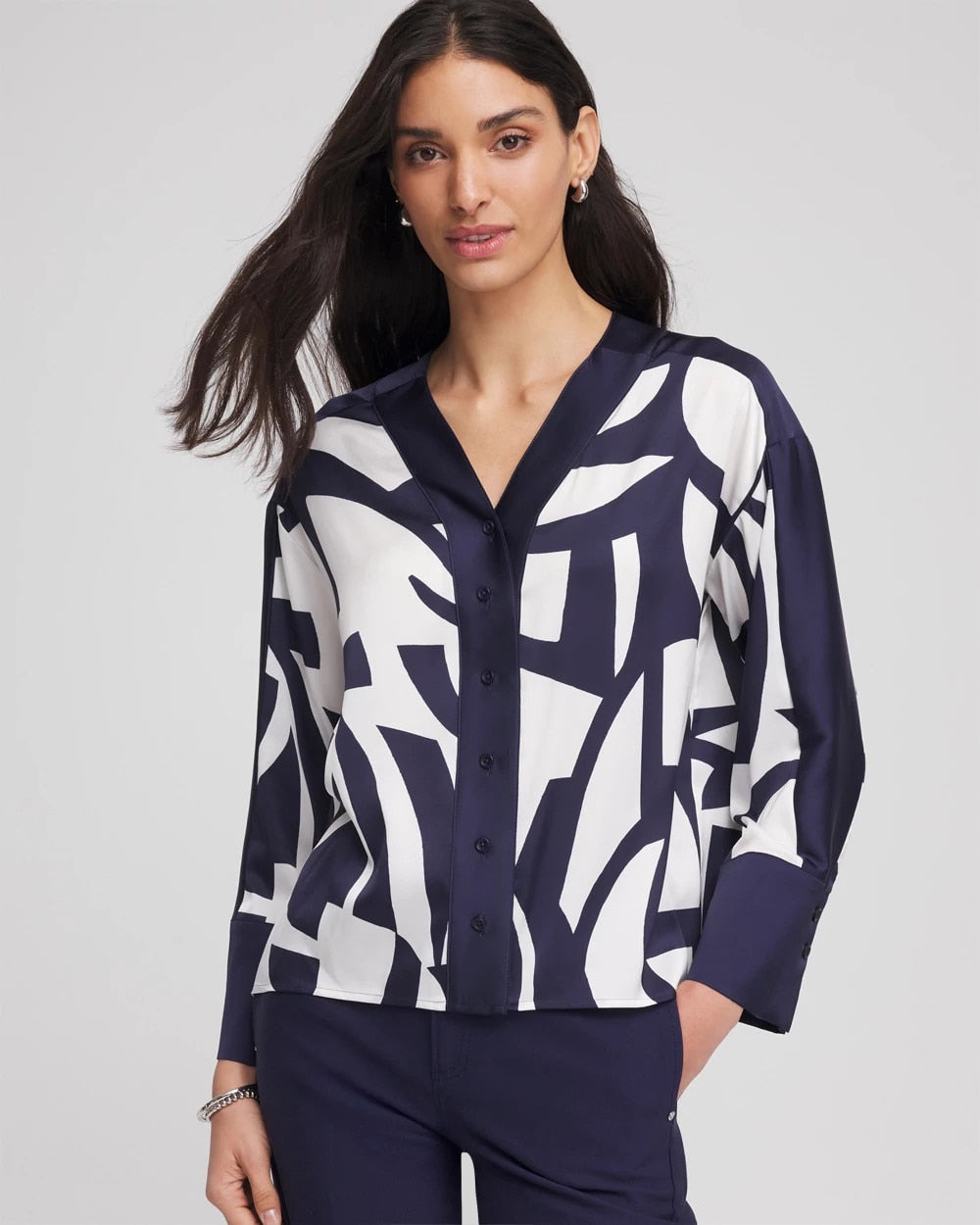 Satin Geo Print Blouse - Chico's