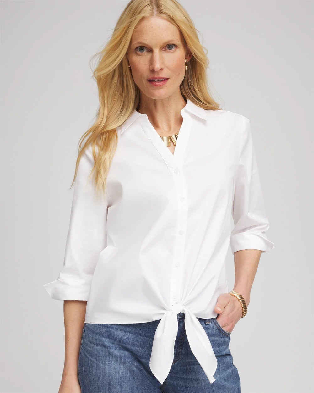Poplin Tie-Front Top - Chico's