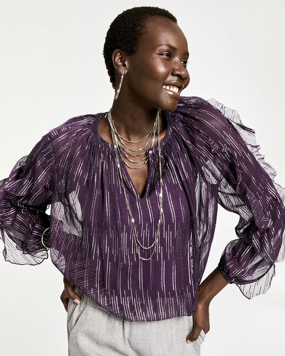 Georgette Ruffle Sleeve Blouse - Chico's