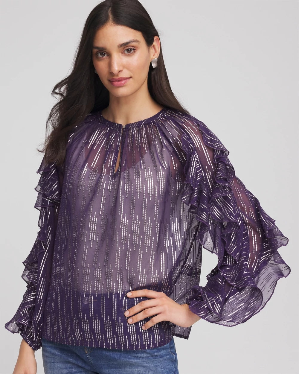Georgette Ruffle Sleeve Blouse - Chico's