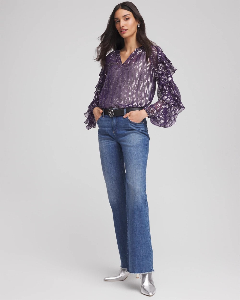 Georgette Ruffle Sleeve Blouse - Chico's