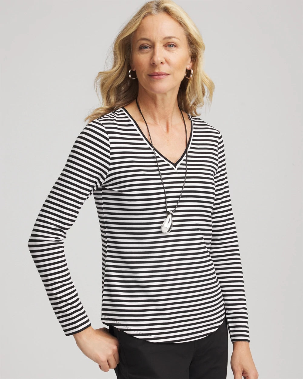 Striped V-Neck Layering Tee - Chico's