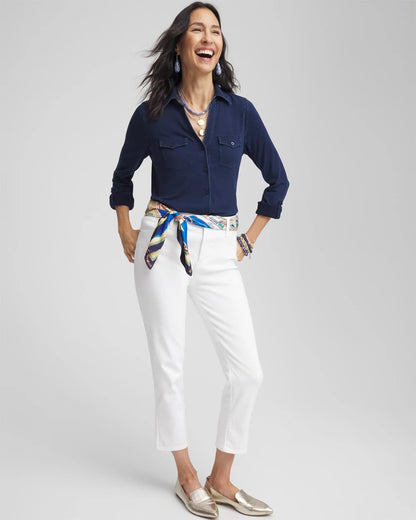 Collared Henley Denim Top - Chico's