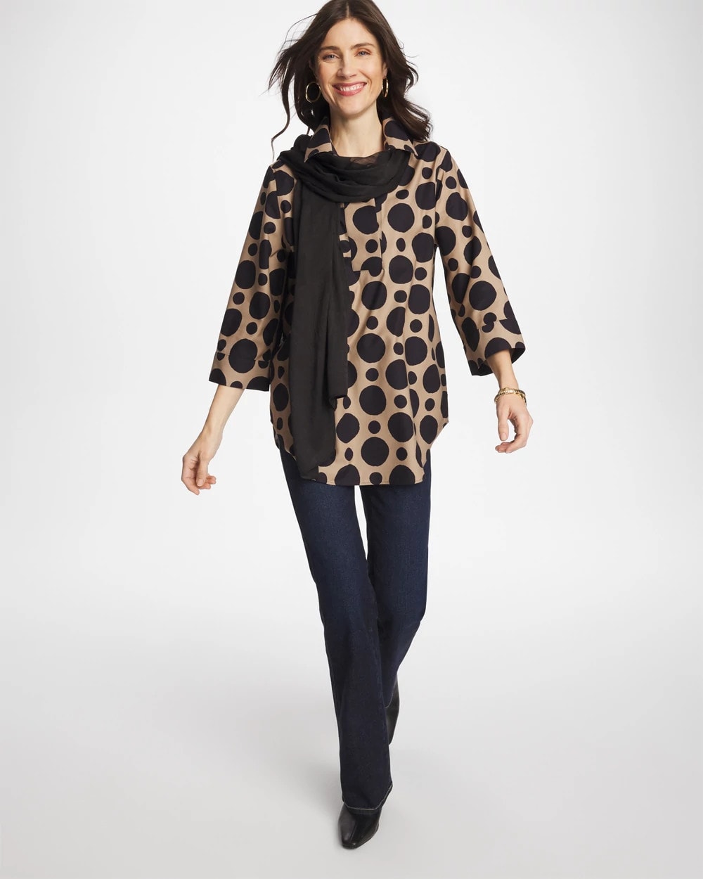 No Iron™ Stretch Global Dots Popover Tunic - Chico's