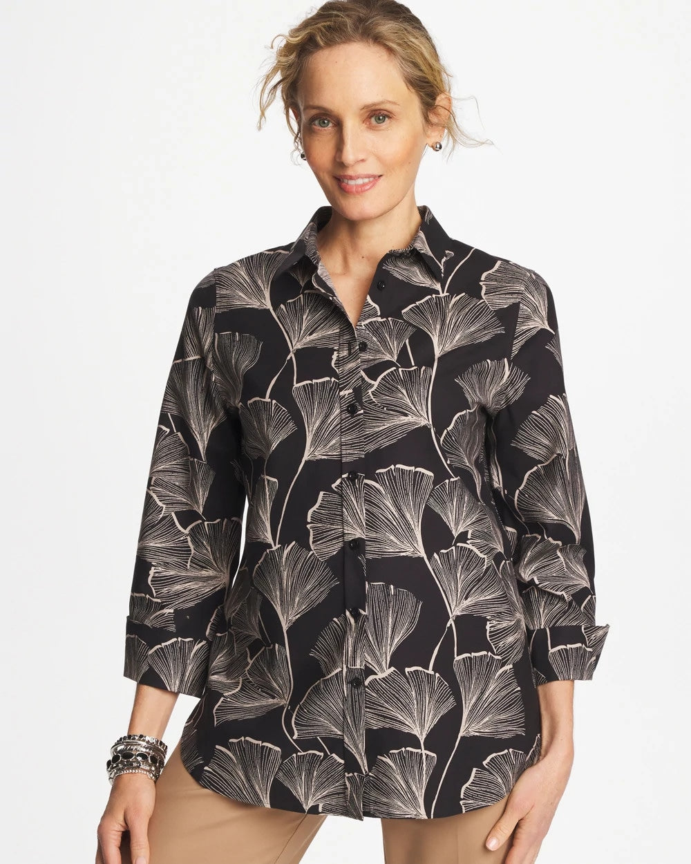 No Iron™ Stretch Ginkgo Glory Shirt - Chico's