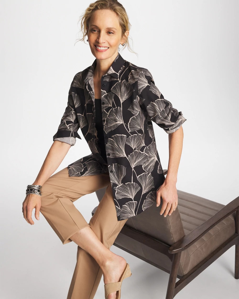 No Iron™ Stretch Ginkgo Glory Shirt - Chico's