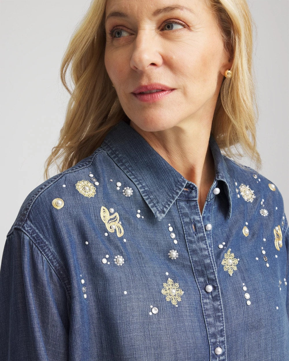 Embellished Tencel Collar Shirt - Chico's