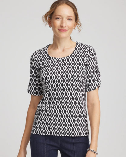 Printed Pima Elbow Sleeve Tee - Chico's
