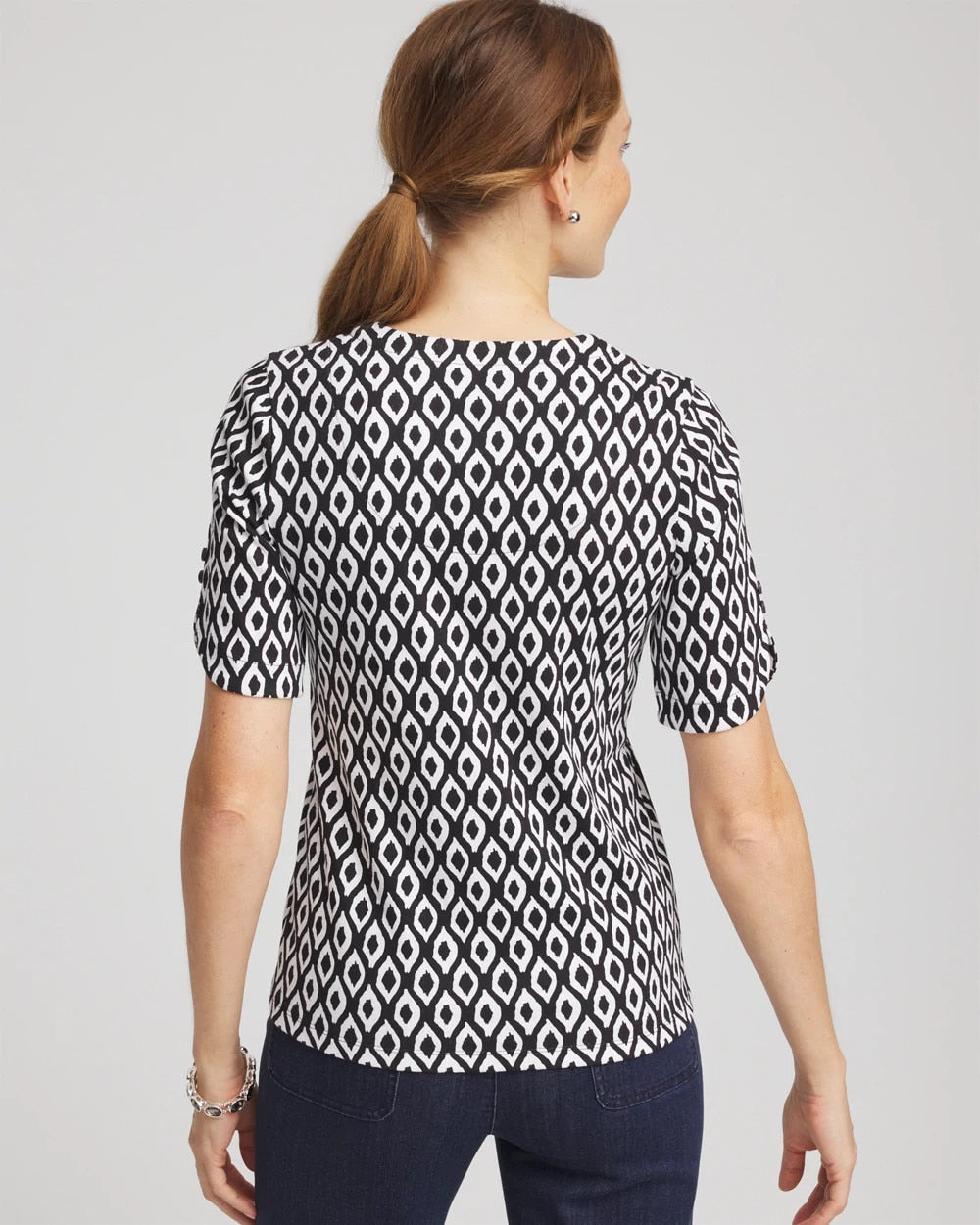 Printed Pima Elbow Sleeve Tee - Chico's