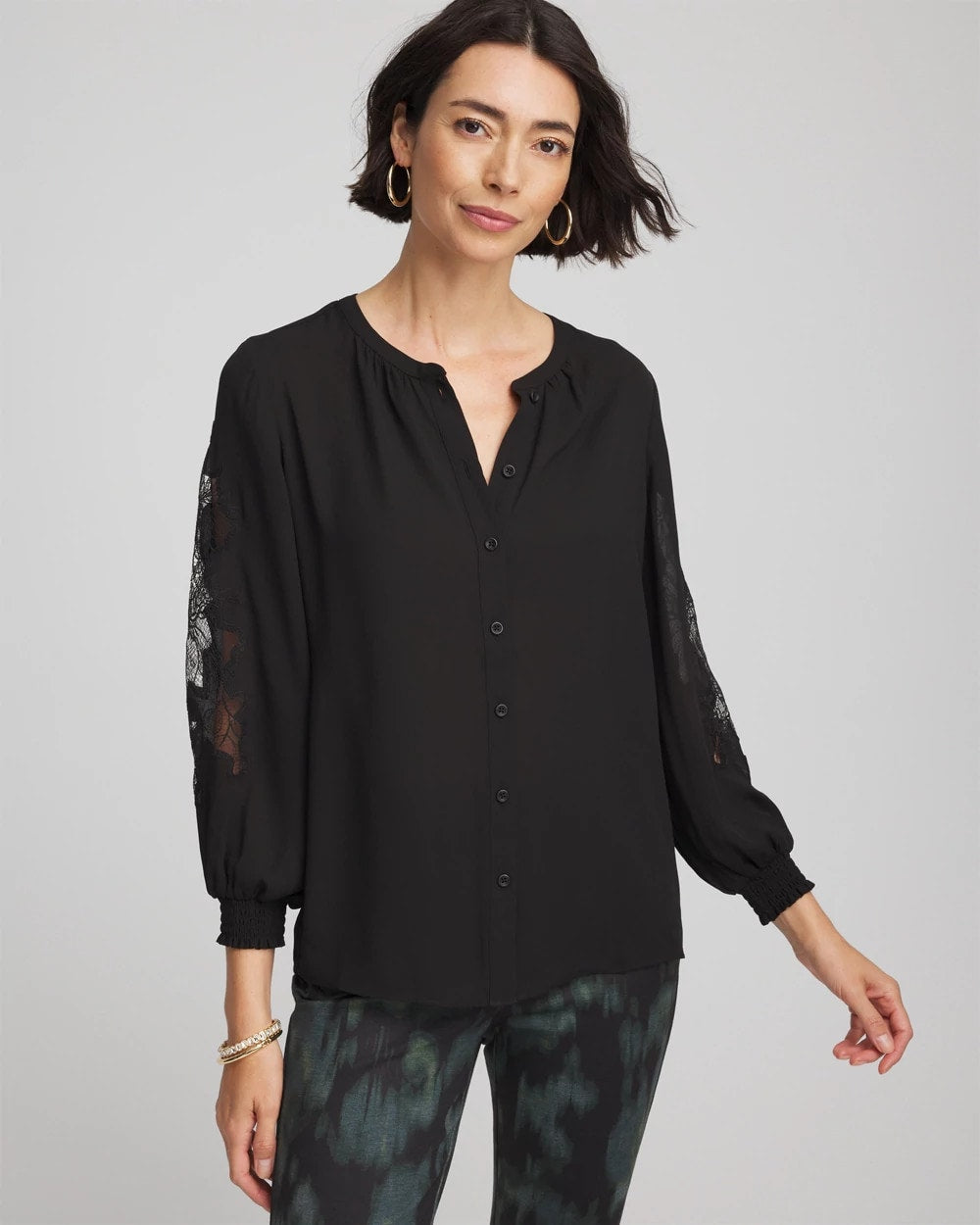 Crepe Banded Collar Blouse - Chico's
