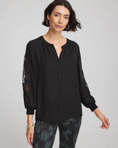 Crepe Banded Collar Blouse - Chico's