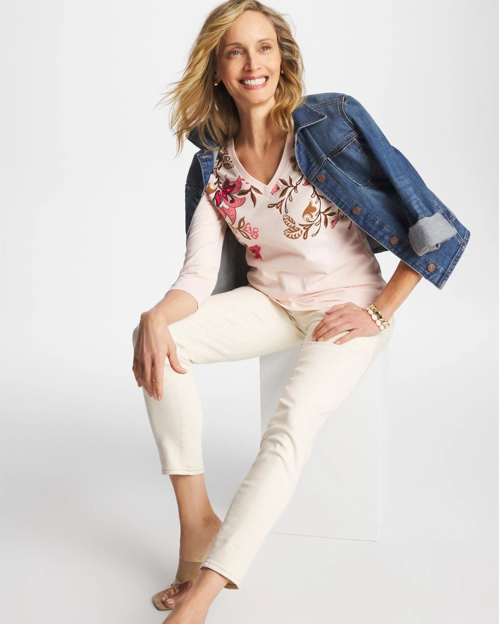 Stretch-Cotton 3/4 Sleeve Perfect Tee - Chico's