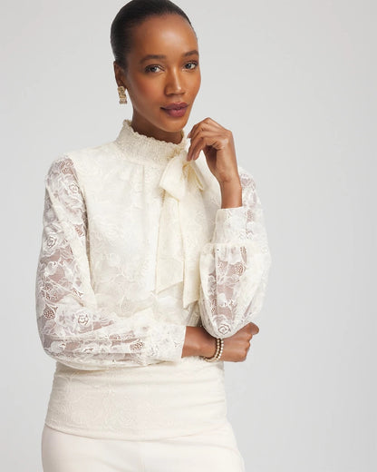 Tie-Neck Banded-Bottom Top - Chico's