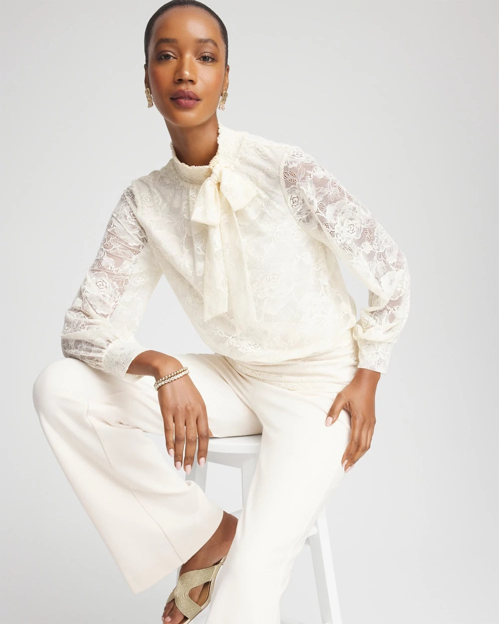 Tie-Neck Banded-Bottom Top - Chico's