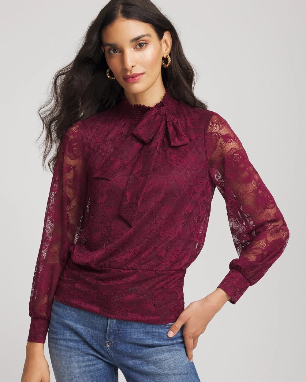 Tie-Neck Banded-Bottom Top - Chico's