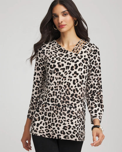 Travelers™ Animal-Print Lattice Top - Chico's