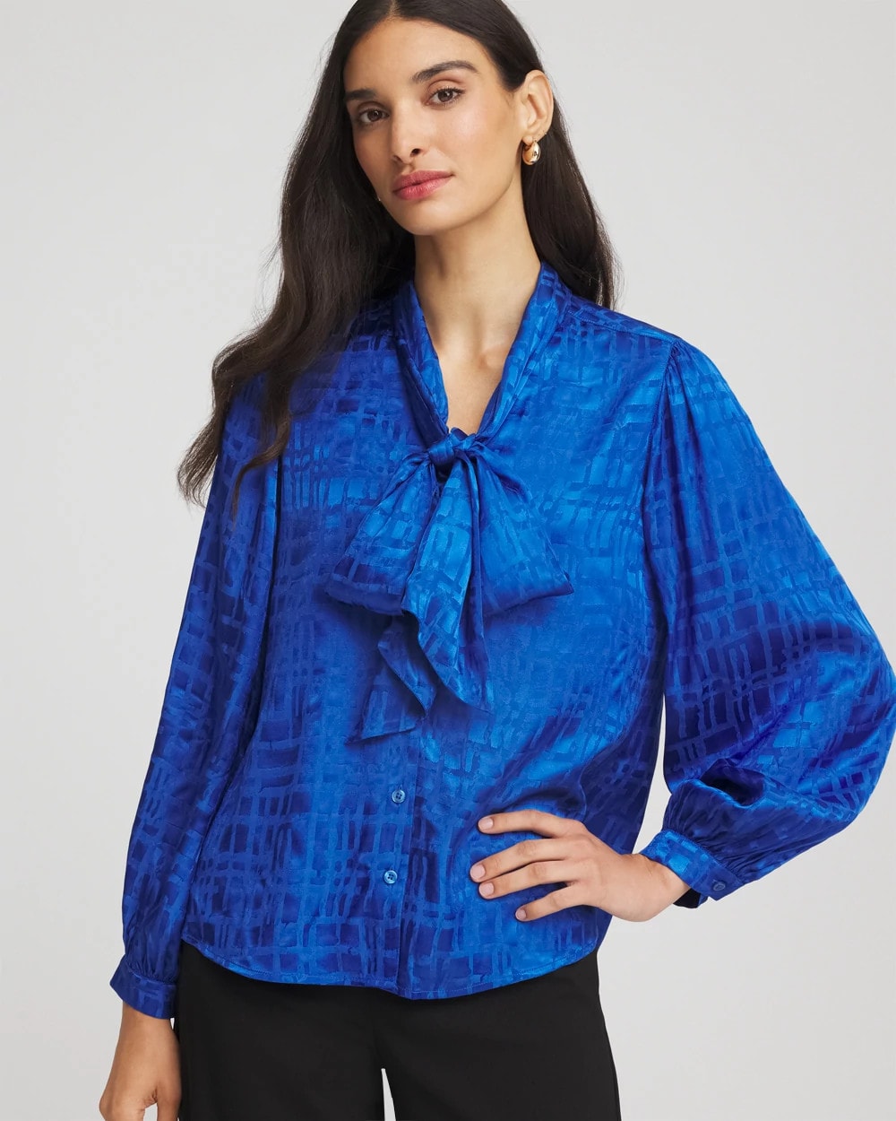 Jacquard Tie-Front Blouse - Chico's