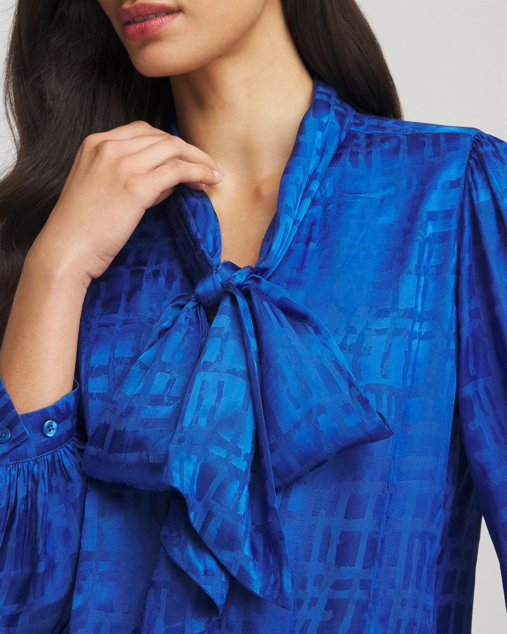 Jacquard Tie-Front Blouse - Chico's