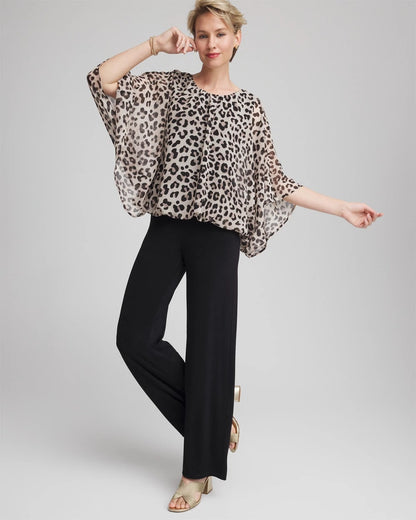 Travelers™ Animal-Print Bubble-Hem Chiffon Blouse - Chico's