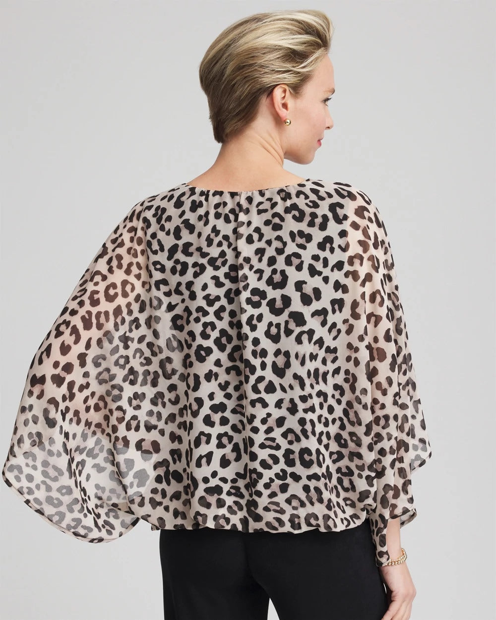 Travelers™ Animal-Print Bubble-Hem Chiffon Blouse - Chico's