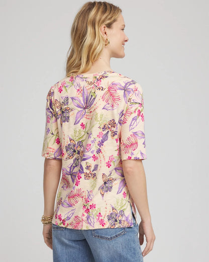 Tropical Floral Elbow-Sleeve Tee - Chico's