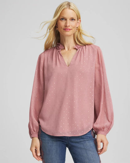 Ruffleneck Lined Georgette Blouse - Chico's