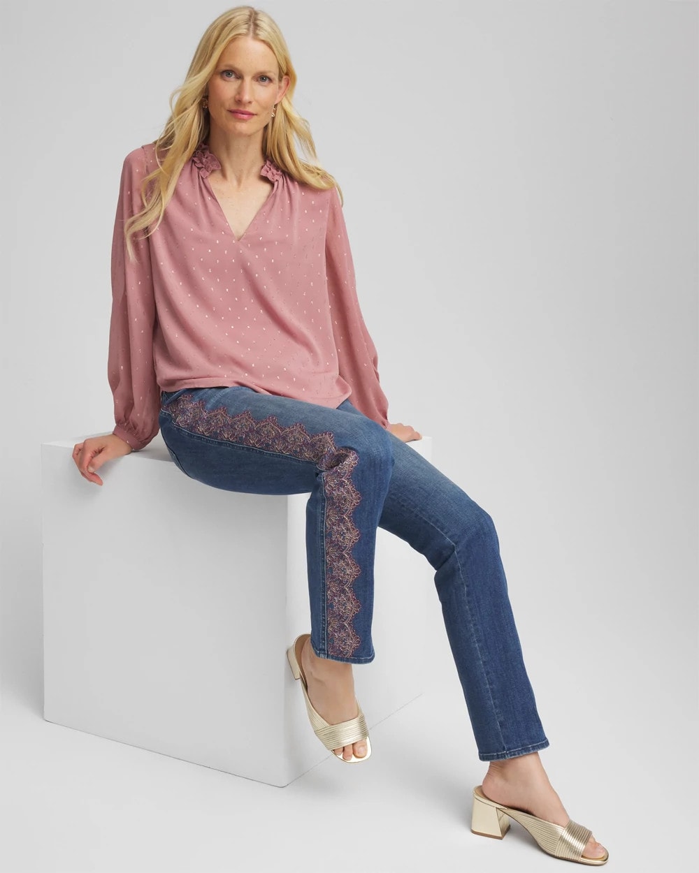 Ruffleneck Lined Georgette Blouse - Chico's