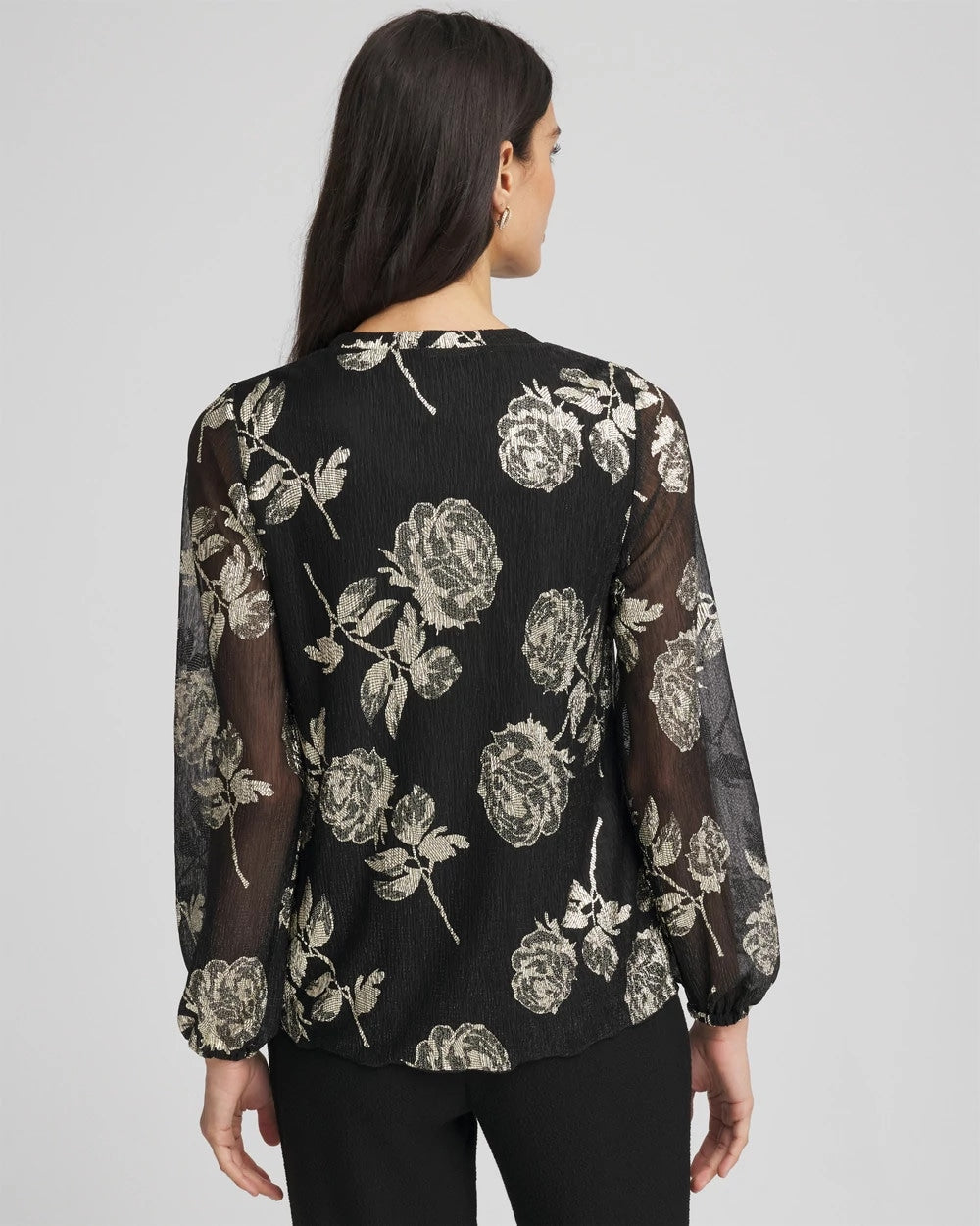Floral Metallic Bodre Top - Chico's