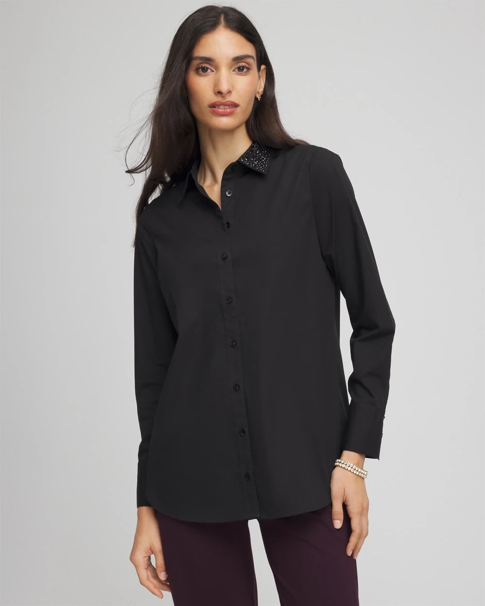 Tonal Jewels Poplin Shirt - Chico's