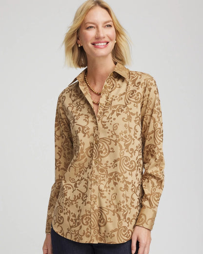 No Iron™ Jacquard Scrolls  Shirt - Chico's