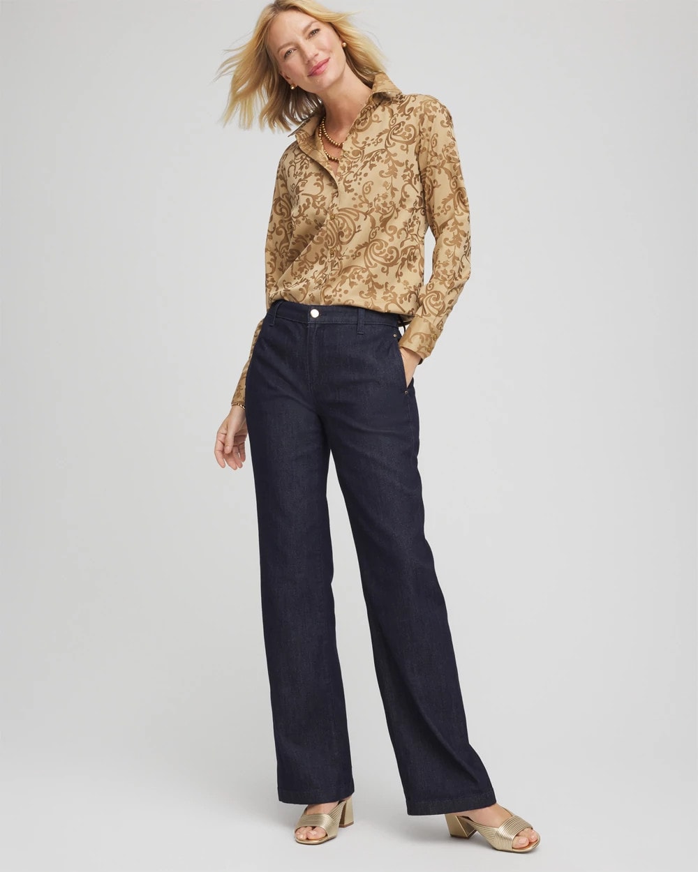 No Iron™ Jacquard Scrolls  Shirt - Chico's