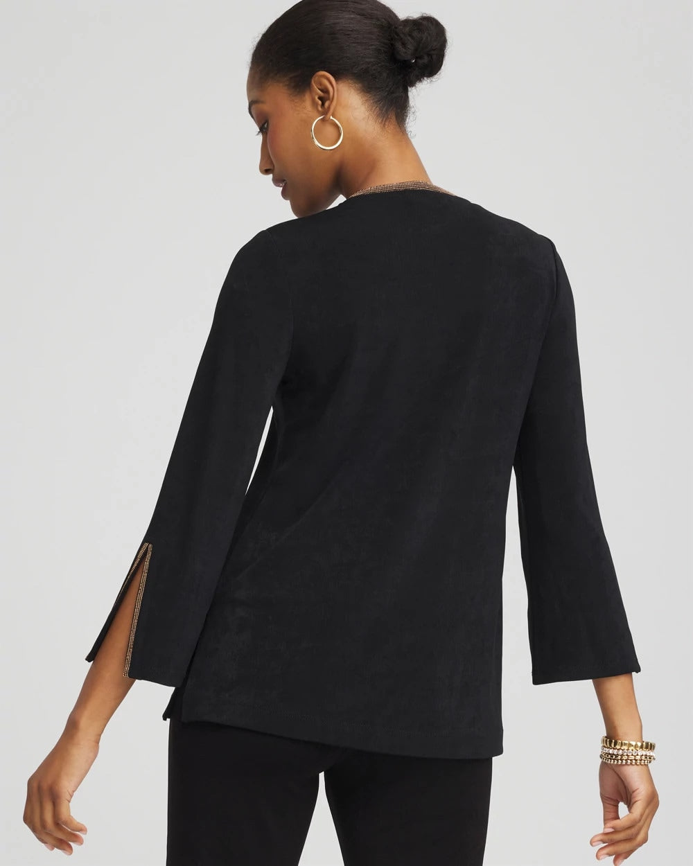 Travelers™ Embellished V-Neck Flutter Sleeve Tunic - Chico's